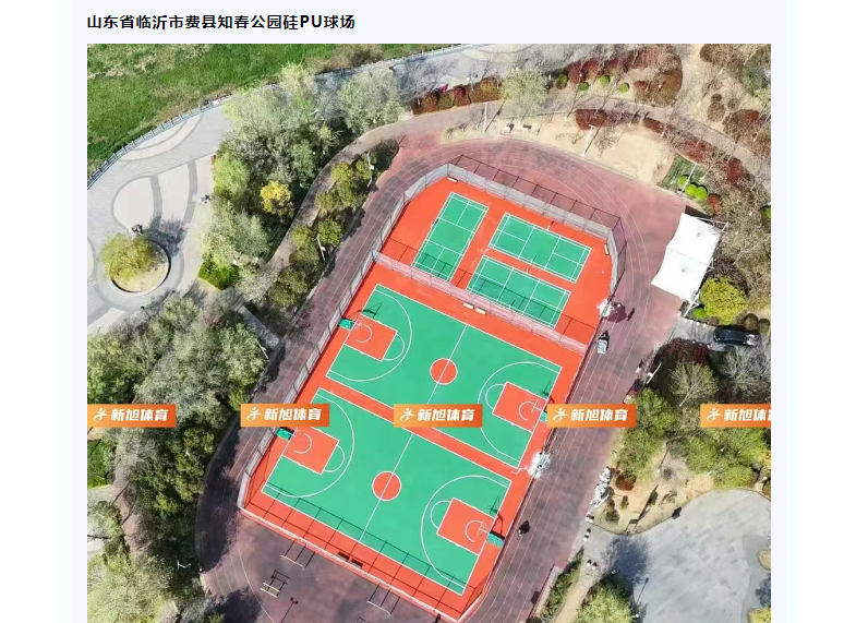 山东临沂公园硅pu球场施工