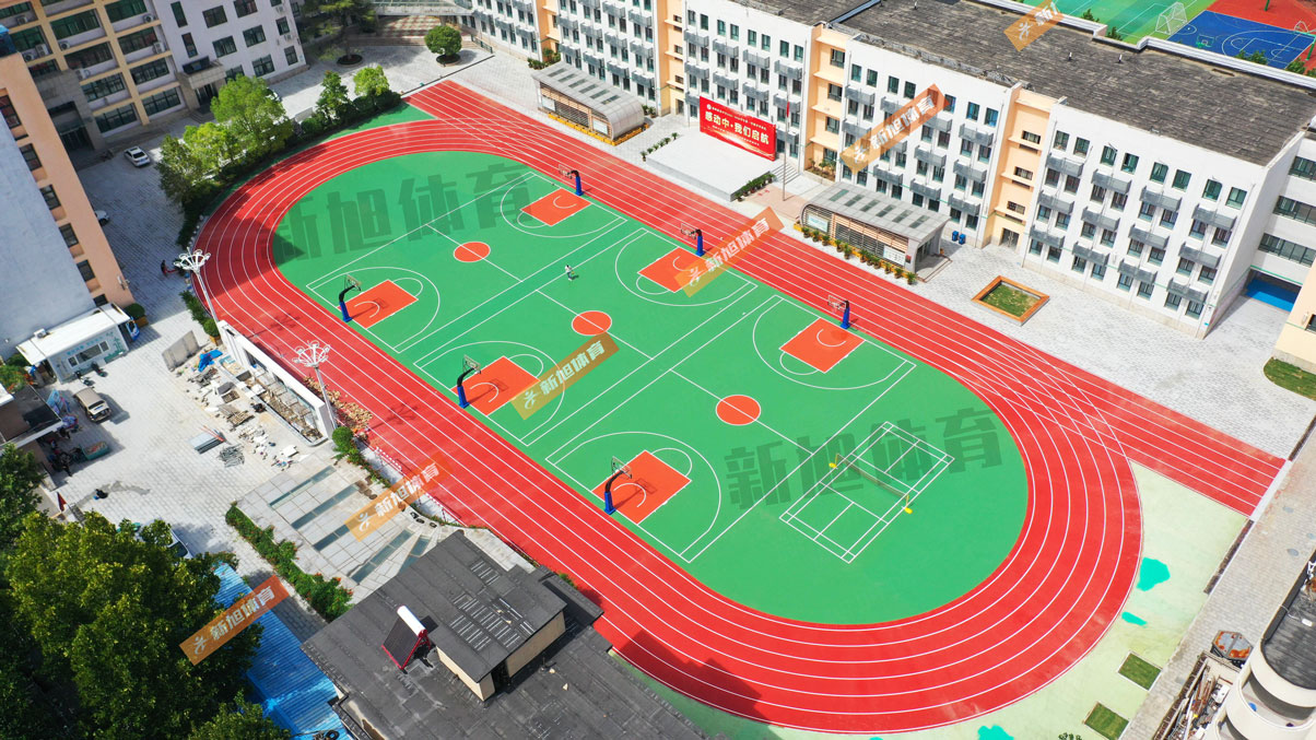 郑州群英中学新旭体育混合型跑道+硅PU球场 